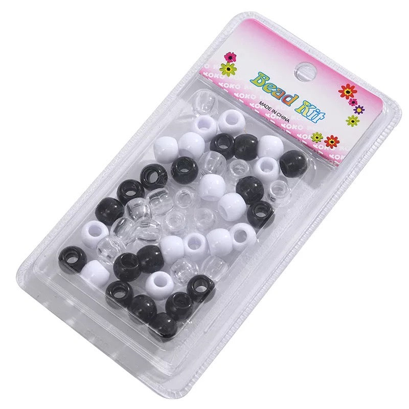 Black and White Mixed Hair Beads 40PC - Sassy Princess Collection